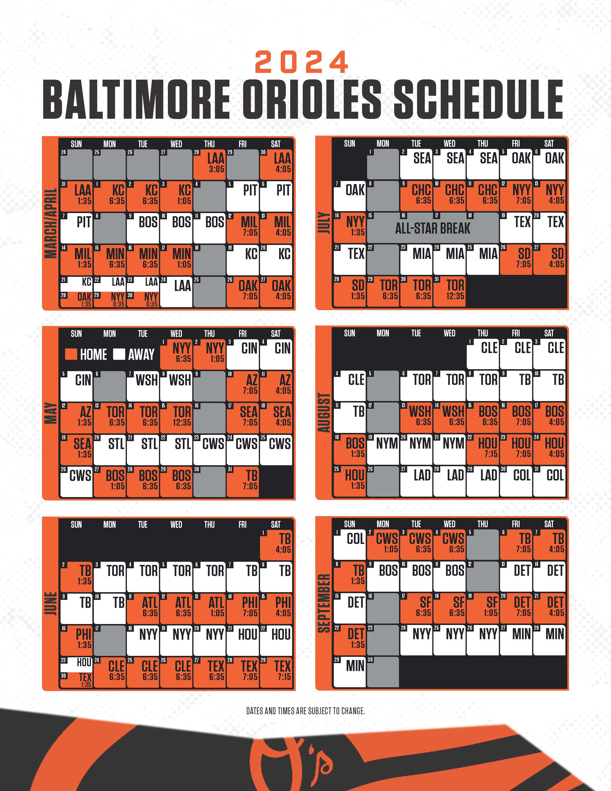 Baltimore Orioles Calendar 2025